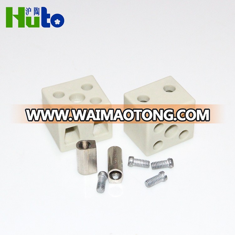 Cable Connecting White Or Off-White Alumina Ceramic Motor Terminal Block